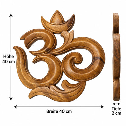 Maßgrafik: OM-Wandbild aus Akazienholz in der 40-cm-Ausführung