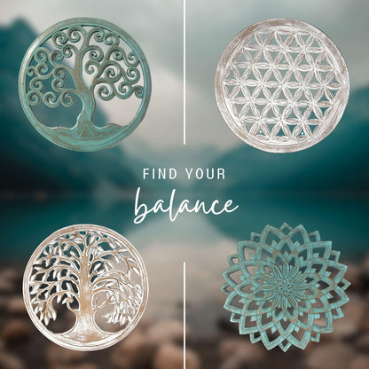 Übersicht mit Lebensbaum-, Lebensblumen- und Lotus-Mandala-Wandbildern