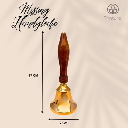 Maßgrafik der Messing-Handglocke: 17 cm hoch und 7 cm breit