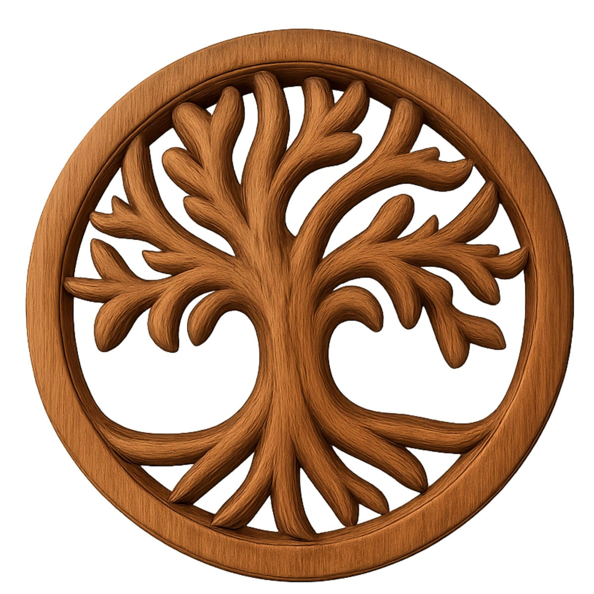 Kleines rundes Lebensbaum-Wandbild aus Akazienholz mit geschwungenen Ästen