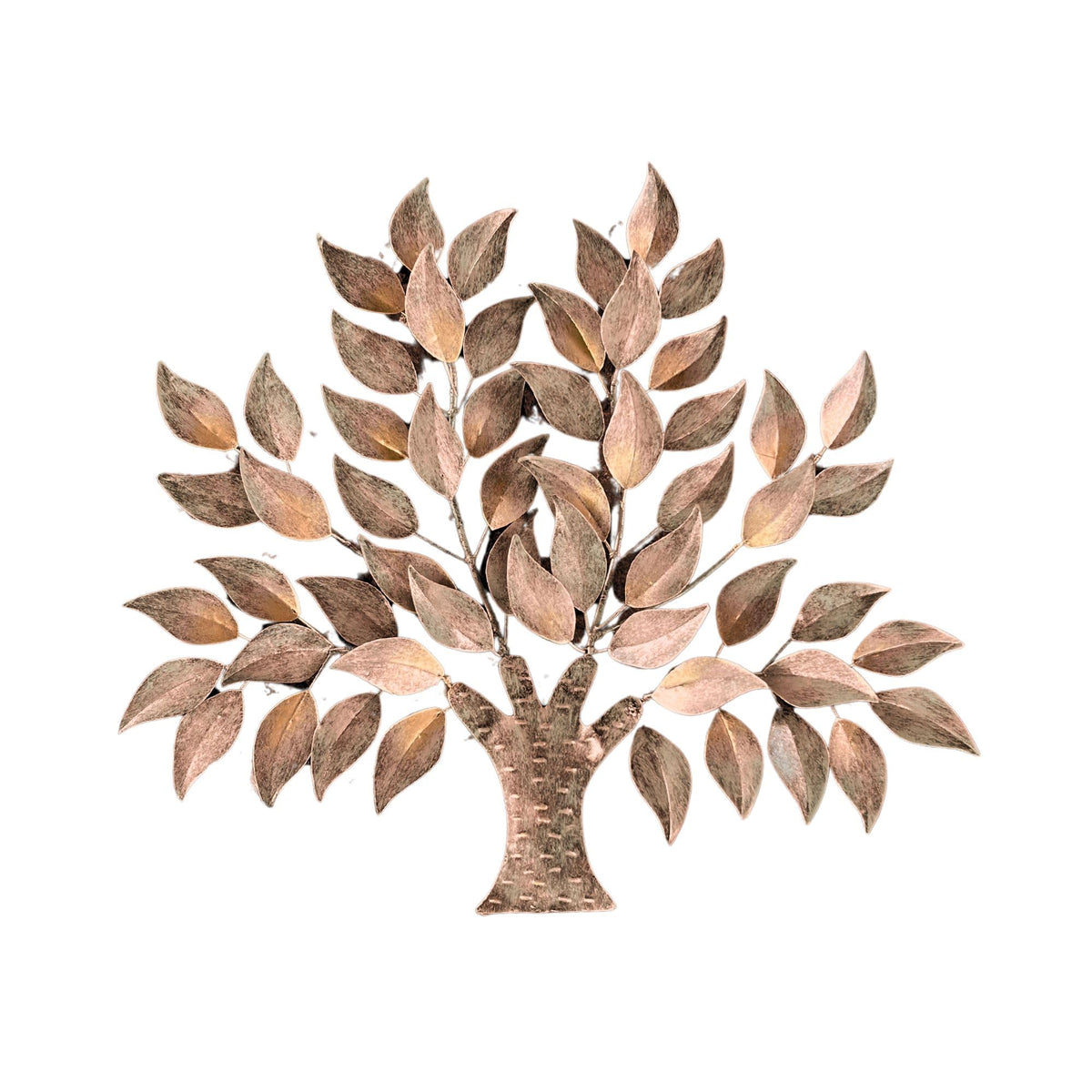 Lebensbaum-Wanddekoration aus Metall mit bronzefarbenen Blättern
