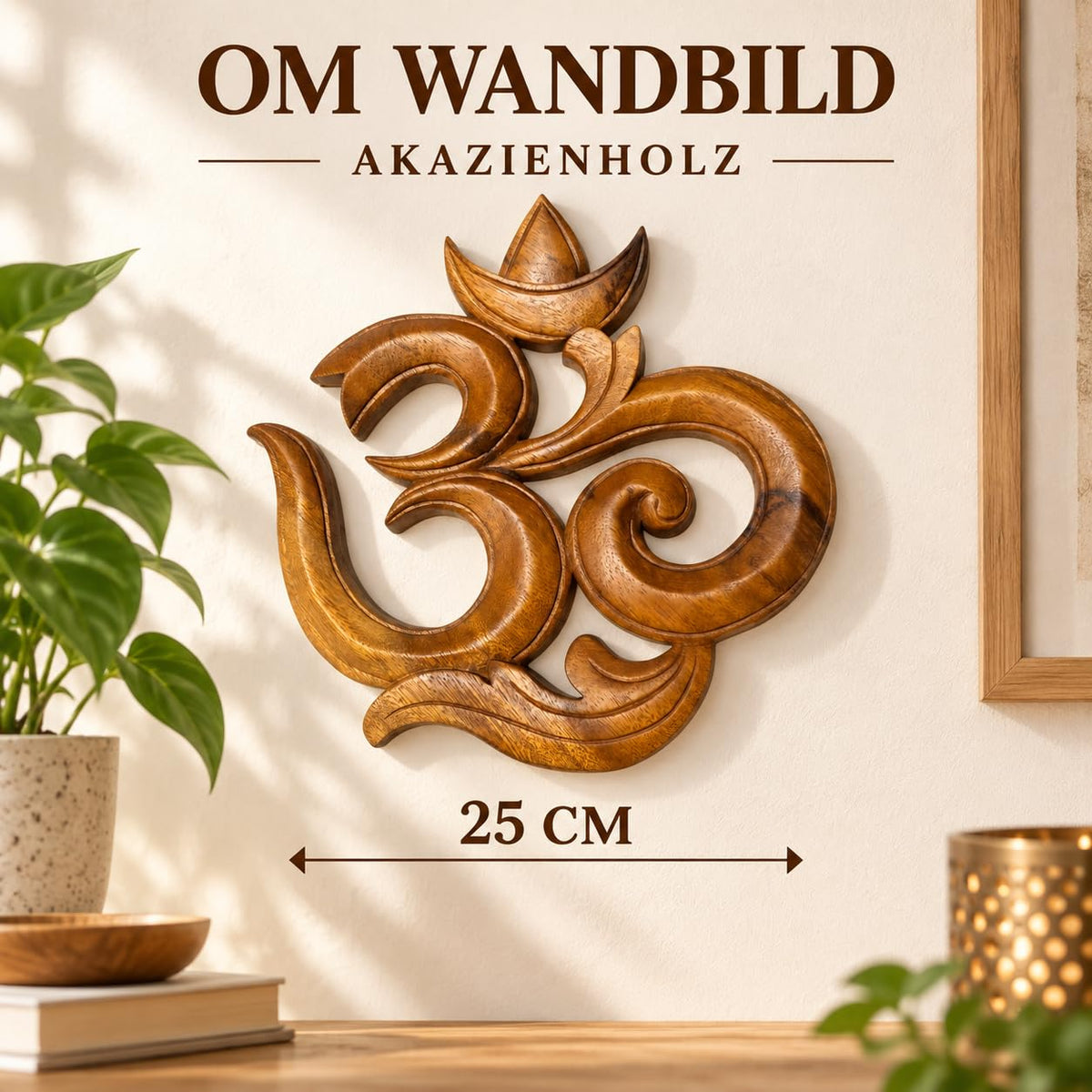 Dekorations- oder Anwendungsbeispiel: OM-Wandbild aus Akazienholz in der 25-cm-Ausführung